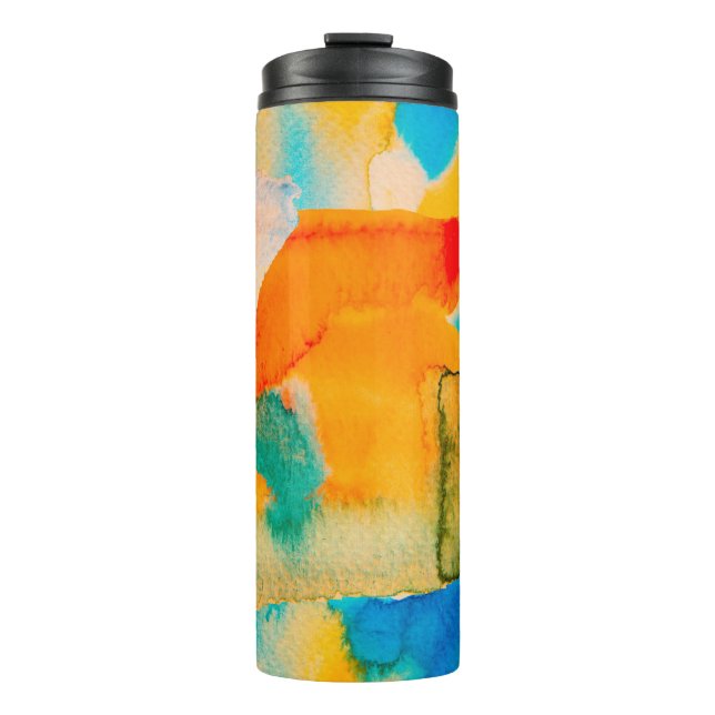 Garrafa Térmica Papel Psicodélico. Azul Clássico e Vermelho Lava L (Frente)