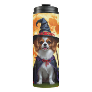 Garrafa Térmica Papillon Dogs Pumpkin Halloween Engraçado