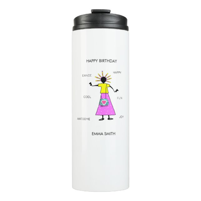 Garrafa Térmica Parabéns, Dança de Garota Incrível (Frente)