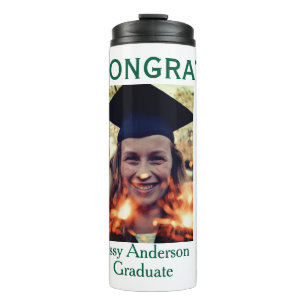 Garrafa Térmica Parabéns graduado verde dourado ano 20XX nome simp