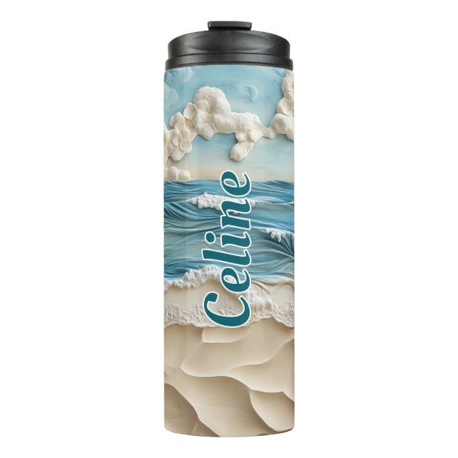 Garrafa Térmica Paraíso 3D tropical personalizável (Frente)
