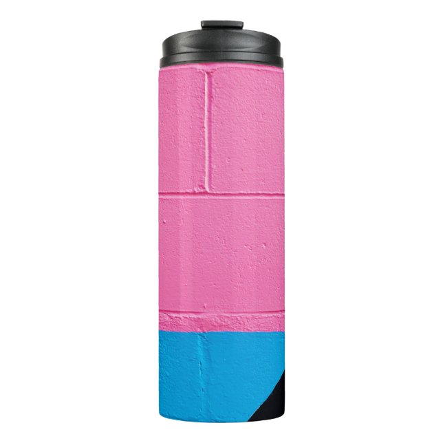 Garrafa Térmica Parede rosa e azul pintada (Frente)