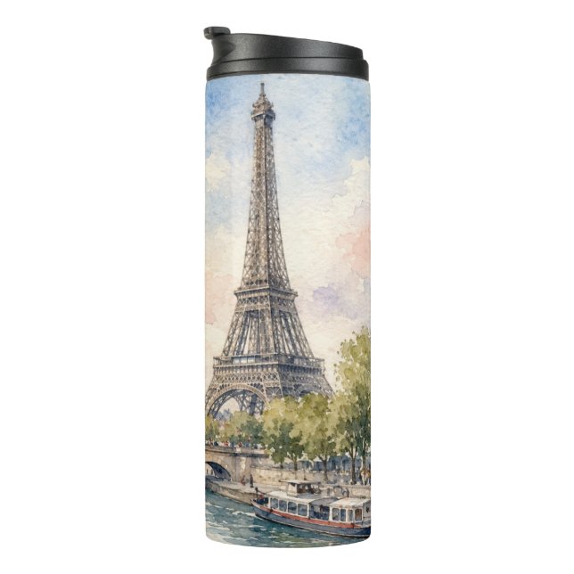 Garrafa Térmica Paris França Torre Eiffel rio Sena  (Rotação à direita)