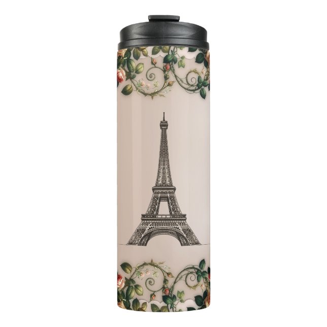 Garrafa Térmica París Rosa Vinha Torre Eiffel Shabby Chic (Frente)