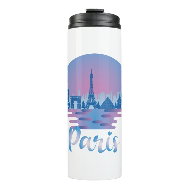 Garrafa Térmica Paris Skyline - França Viagem (Frente)