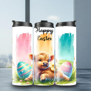 Garrafa Térmica Páscoa Colorida BrushAVC Highland Cow Tumbler