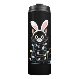 Garrafa Térmica Páscoa de Gato Preto Pajama Desortações Páscoas En