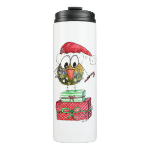 Garrafa Térmica Pássaro de Natal Branco bonito