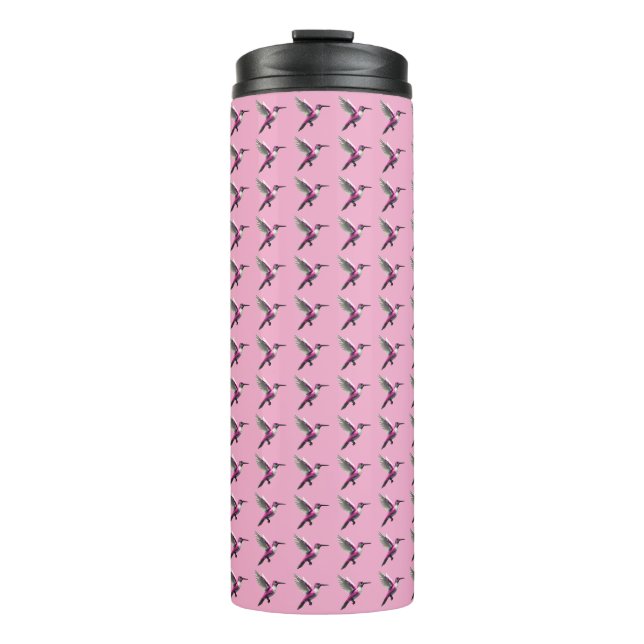 Garrafa Térmica Pássaro Humino Rosa Pixelado (Frente)