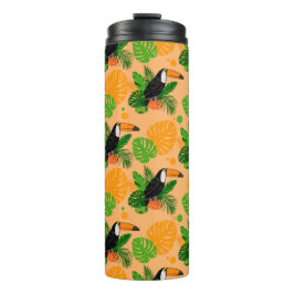 Garrafa Térmica Pássaro Tátil Tropical Padrão sem costura