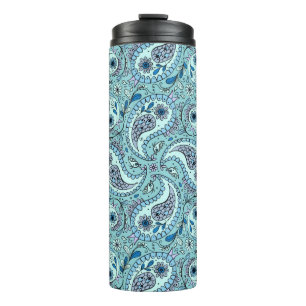 Garrafa Térmica Pássaros da Paisley em azul-bebê