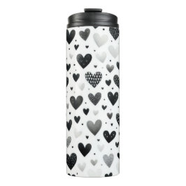 GARRAFA TÉRMICA  PASTEL BLACK WATERCOLOR AMOR NAMORADOS CORAÇÕES