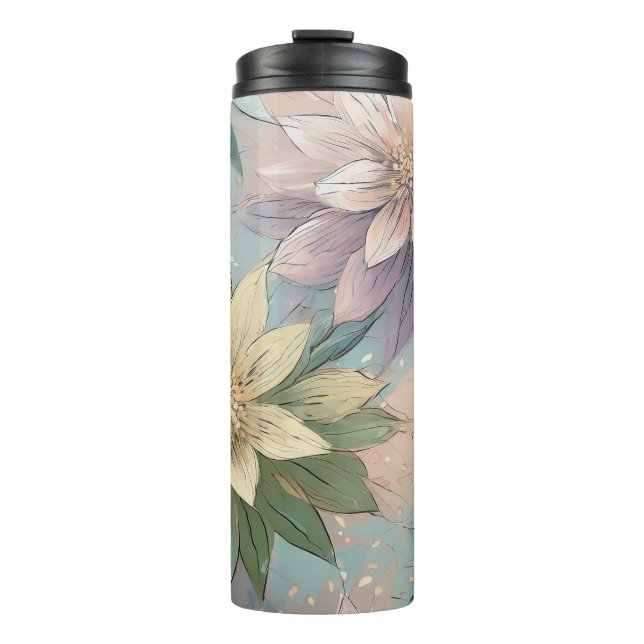 Garrafa Térmica Pastel Blossom Burst: Padrão de Explosão Floral (Frente)