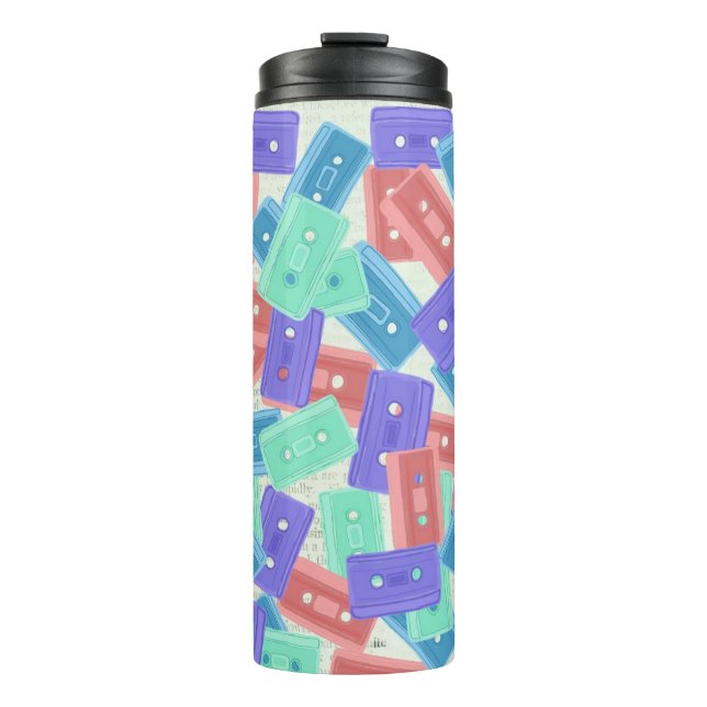 Garrafa Térmica Pastel Cassette Tapes - Música estética dos anos 9 (Frente)