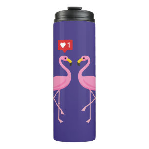 Garrafa Térmica Pastel Coração, Tipo Flamingo Rosa, Bonito