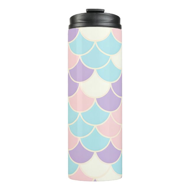 Garrafa Térmica Pastel Mermaid Scales Seamless Pattern (Frente)