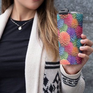 Garrafa Térmica Pastel Rosa 3D Floral