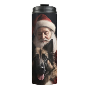 Garrafa Térmica Pastor Belga Papai Noel Natal Festivo