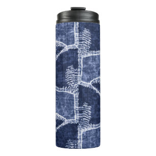 Garrafa Térmica Patchwork do Indigo: Textuturado verificado Elegân