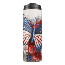 GARRAFA TÉRMICA  PATRIÓTICO VERMELHO BRANCO AZUL EUA BUTTERFLY
