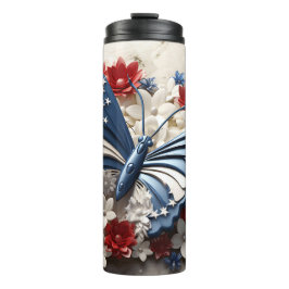 GARRAFA TÉRMICA  PATRIÓTICO VERMELHO BRANCO AZUL EUA BUTTERFLY