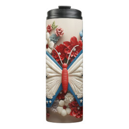 GARRAFA TÉRMICA  PATRIÓTICO VERMELHO BRANCO AZUL EUA BUTTERFLY