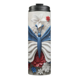 GARRAFA TÉRMICA  PATRIÓTICO VERMELHO BRANCO AZUL EUA BUTTERFLY