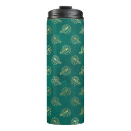 Garrafa Térmica Pavão Azul e Dourado Grunge Vintage