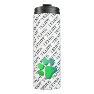 Garrafa Térmica Paw Print Pet NAME (NOME DE Pet) Padrão Colorido M