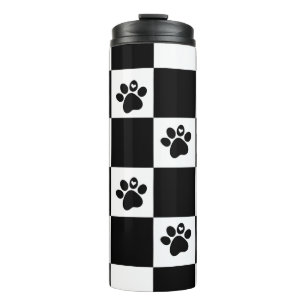Garrafa Térmica Pawprint Pares Branco e Preto