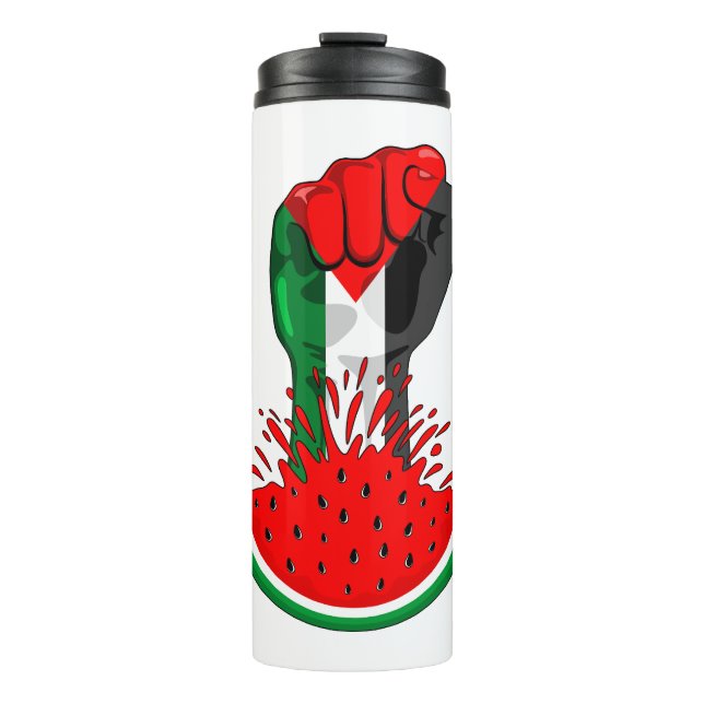Garrafa Térmica Pé de resistência da Palestina em Watermelon (Frente)