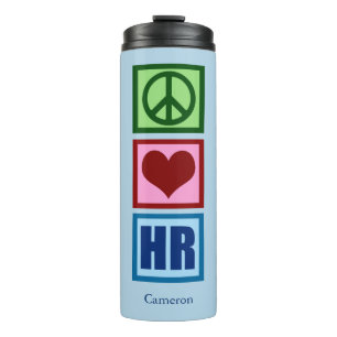 Garrafa Térmica Peace Love HR Recursos Humanos Personalizados Azul
