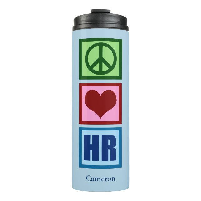 Garrafa Térmica Peace Love HR Recursos Humanos Personalizados Azul (Frente)