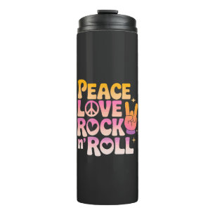 Garrafa Térmica Peace Love Rock n Roll - Tipografia Inspirada na M