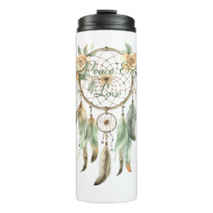 Garrafa Térmica Peach Floral Green Drecher Catcher Peace