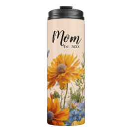 Garrafa Térmica Peach Floral, Primeira Vez, Mãe Dotada Tumbler Tér