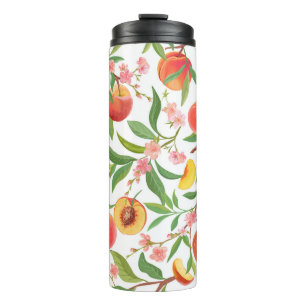 Garrafa Térmica Peach Tropical Fruta Vintage Pattern.