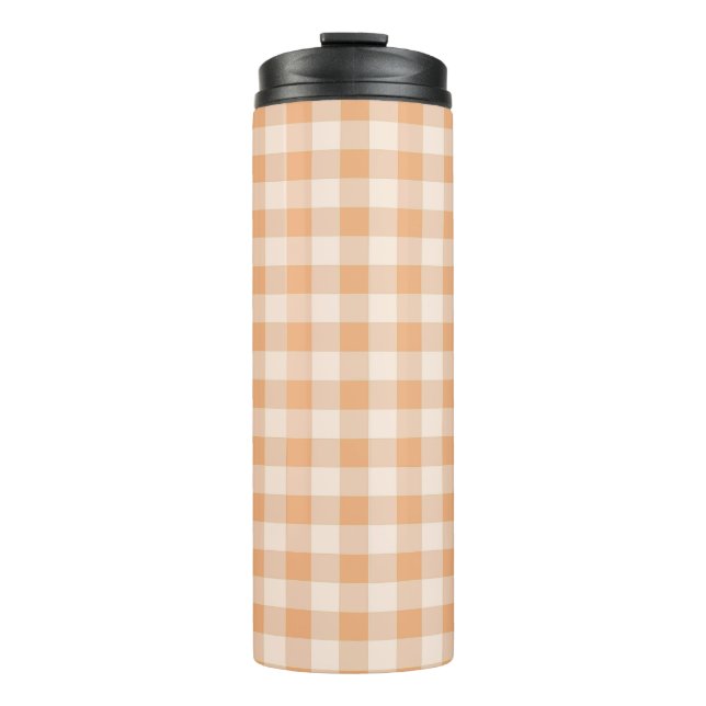 Garrafa Térmica Peach White Checkered Gingham Patterno (Frente)