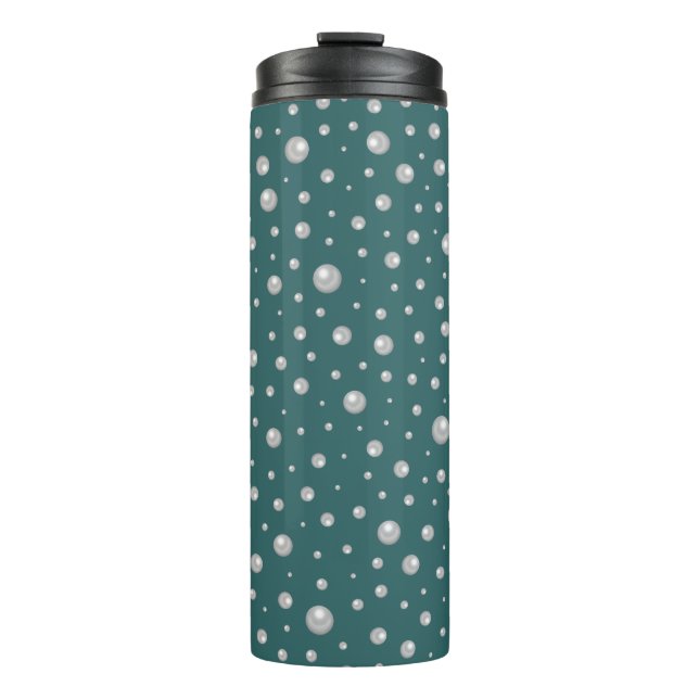 Garrafa Térmica Pearl Pattern on Transformative Teal Background (Frente)