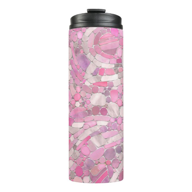 Garrafa Térmica Pebbles Mosaico Art - Rosa Blush Pink (Frente)