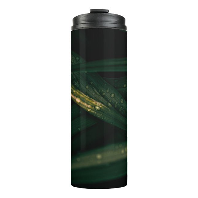 GARRAFA TÉRMICA  PEDAÇOS DE ÁGUA NA FOLHA VERDE (Frente)