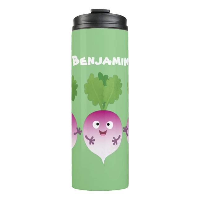 Garrafa Térmica Pedra de desenho animada de verduras e legumes (Frente)