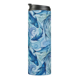 Garrafa Térmica Peixe Azul Místico Fluindo Harmonia
