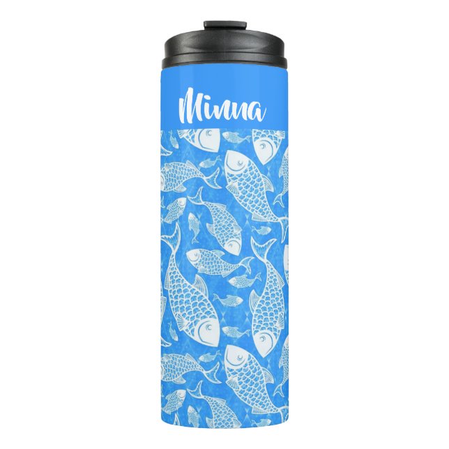 Garrafa Térmica Peixe branco de nome personalizado (Frente)