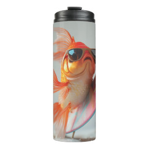 Garrafa Térmica Peixe Dourado Legal Surfando numa Onda