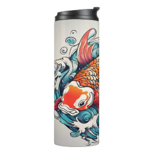 Garrafa Térmica Peixe Koi, Linda Carpa Japonesa, Personalizado