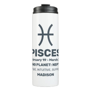 Garrafa Térmica Peixes de Sinal Zodiac/Nome Personalizado