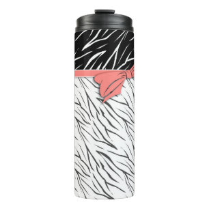 Garrafa Térmica Pele de zebra estrias de couro branco preto, de ti