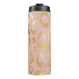 Garrafa Térmica Pele-leopardo, textura de ouro-rosa