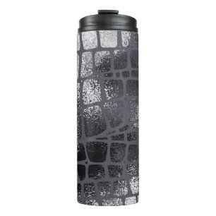 Garrafa Térmica Pele Preta Metálica de Cobra: Textura Elegante